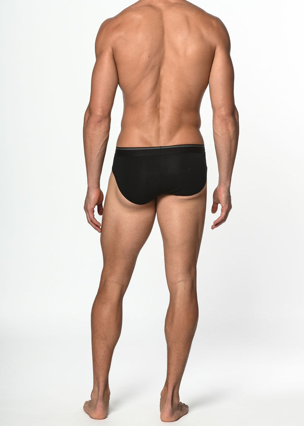 BLACK MODAL/ELASTANE RIB LOW RISE BRIEF ST-10135