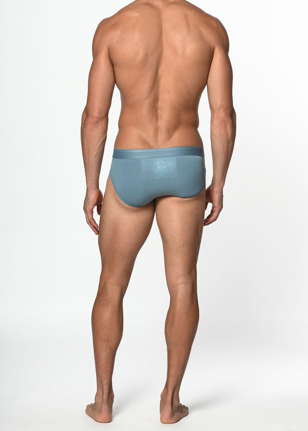 SLATE BLUE MODAL/ELASTANE RIB LOW RISE BRIEF ST-10135