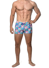 FUCHSIA/OCEAN FLORAL COAST SWIM SHORTS