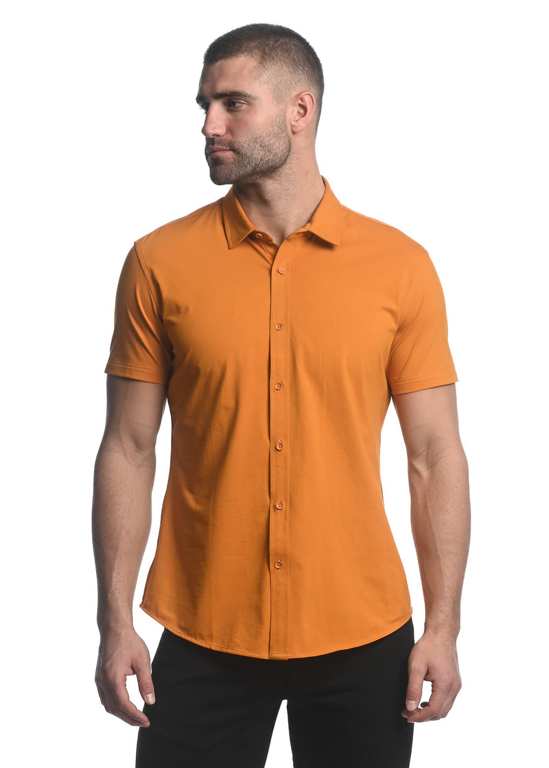 TURMERIC SOLID STRETCH JERSEY KNIT SHORT SLEEVE SHIRT ST-963