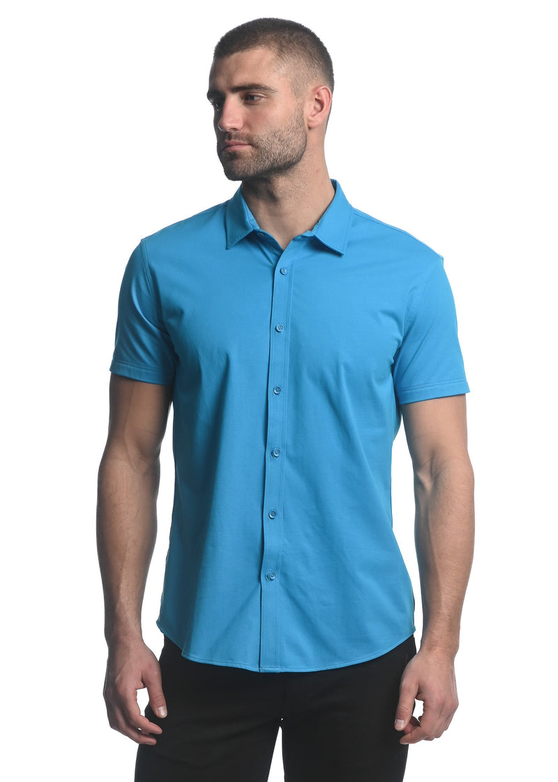 BLUE CORAL SOLID STRETCH JERSEY KNIT SHORT SLEEVE SHIRT ST-963