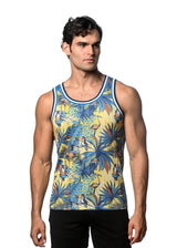 ROYAL/GOLD JUNGLE PRINTED STRETCH MESH SINGLET ST-11094