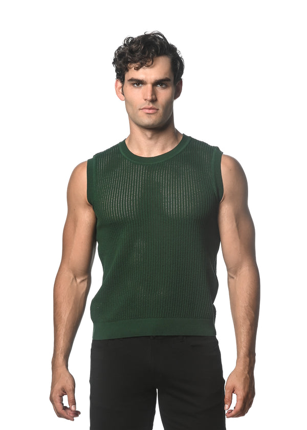 PINE TEXTURED OPEN MESH  KNITTED VEST ST-24037