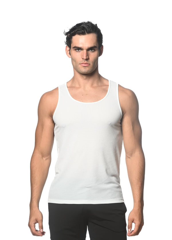 OFF WHITE WAFFLE MESH PERFORMANCE TANK TOP ST-284