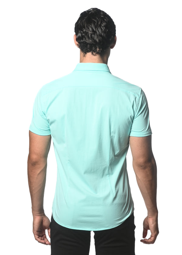 AQUATIC SOLID COTTON STRETCH KNIT JERSEY SHORT SLEEVE SHIRT ST-963