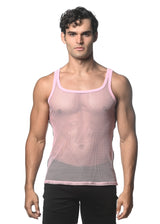 BLUSH STRETCH MESH TANK WITH SIDE TAPE ST-11120