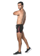 BLACK/CORAL SPRINTER 3.5 INSEAM GYM SHORT W/CONTRAST ZIPPER STA-10505-01