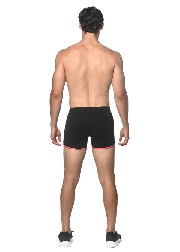 BLACK/CORAL SPRINTER 3.5 INSEAM GYM SHORT W/CONTRAST ZIPPER STA-10505-01