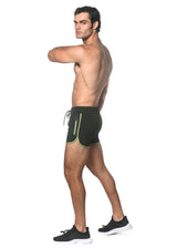 DEEP PINE/LIME SPRINTER 3.5 INSEAM GYM SHORT W/CONTRAST ZIPPER STA-10505-01