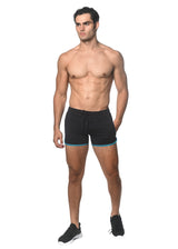 NAVY/TEAL SPRINTER 3.5 INSEAM GYM SHORT W/CONTRAST ZIPPER STA-10505-01