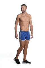 COBALT SPRINTER 3.5" INSEAM STRETCH GYM SHORTS W/ HEAT WELD ZIPPERS