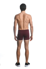 CURRANT RED ALPHA 3.5" INSEAM STRETCH GYM SHORTS W/ HEAT WELD ZIPPERS