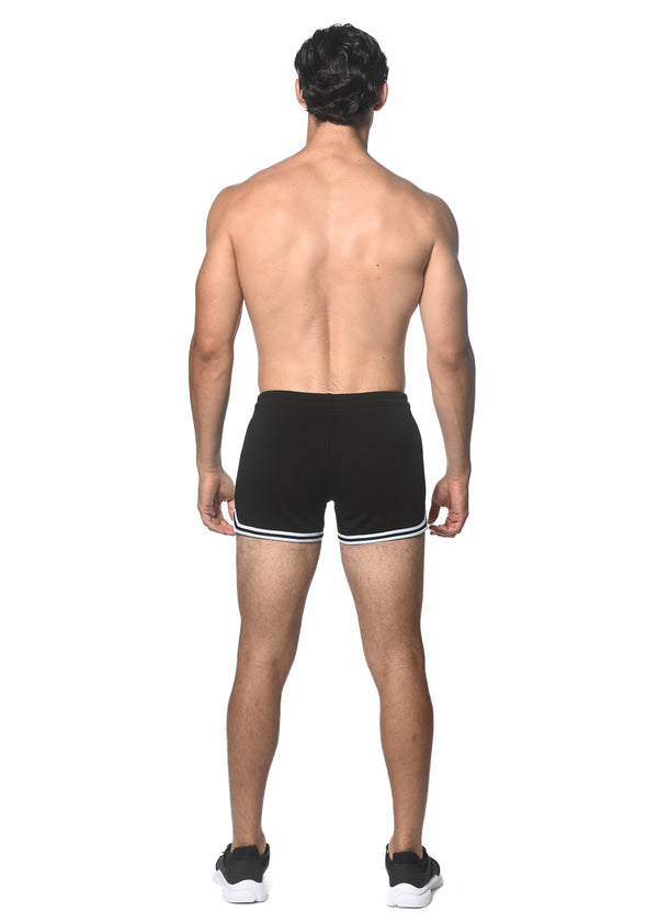 BLACK COURT 3.5 INSEAM GYM SHORT W/TAPING STA-10508