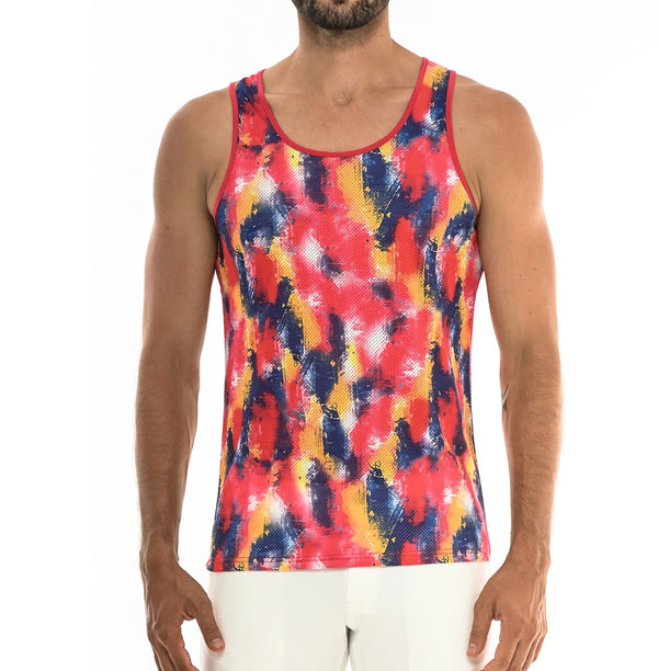 MIDNIGHT/RED STROKES TANK TOP W/BACK STRIPE ST-11057