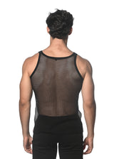 BLACK STRETCH MESH TANK WITH SIDE TAPE ST-11120