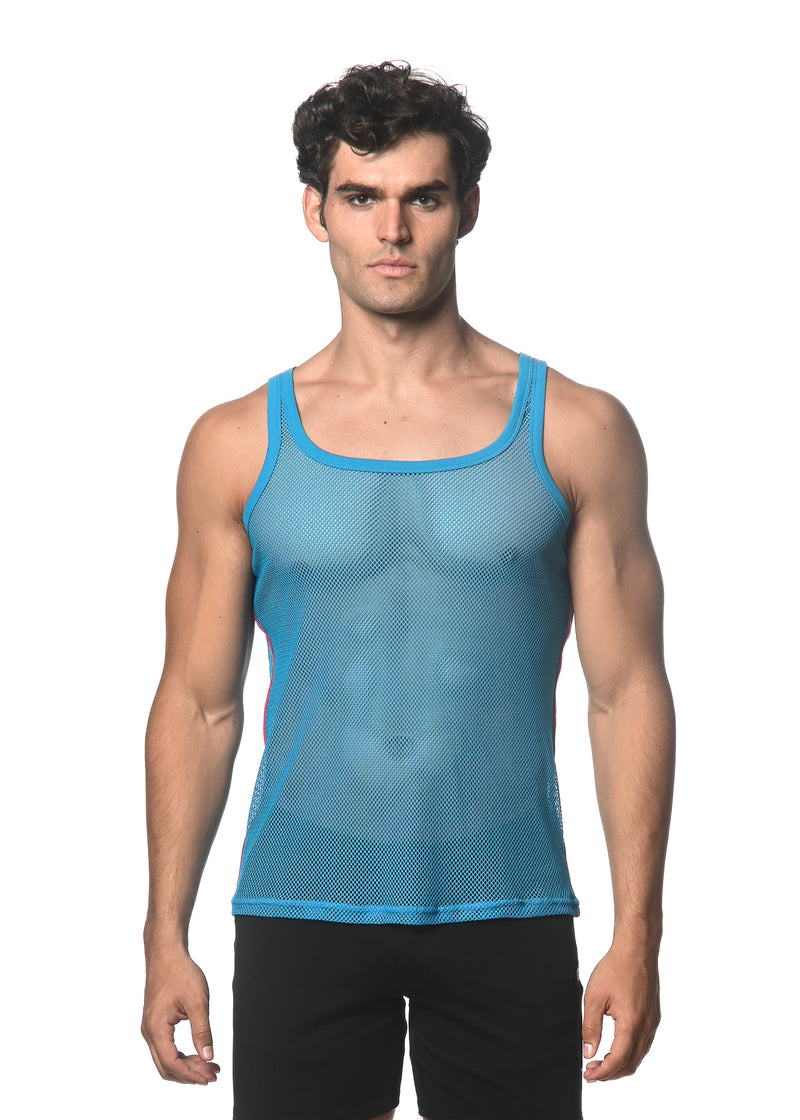 CYAN STRETCH MESH TANK WITH SIDE TAPE ST-11120