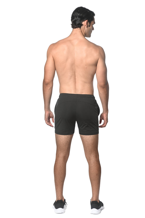 BLACK/GREY STRIPE PERFORMANCE SHORTS ST-1466-90