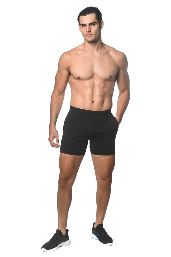 BLACK TEXTURED MESH PERFORMANCE SHORTS ST-1466-92