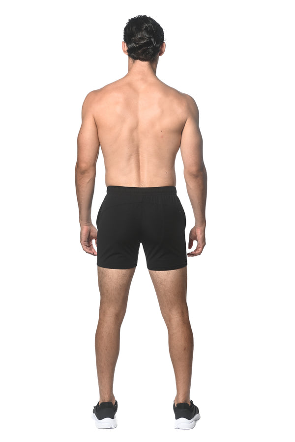 BLACK TEXTURED MESH PERFORMANCE SHORTS ST-1466-92