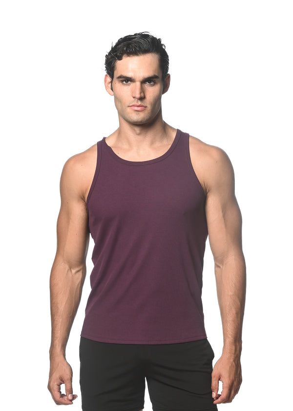 AUBERGINE SOLID RIB COTTON/TENCEL TANK TOP STA-16004-01