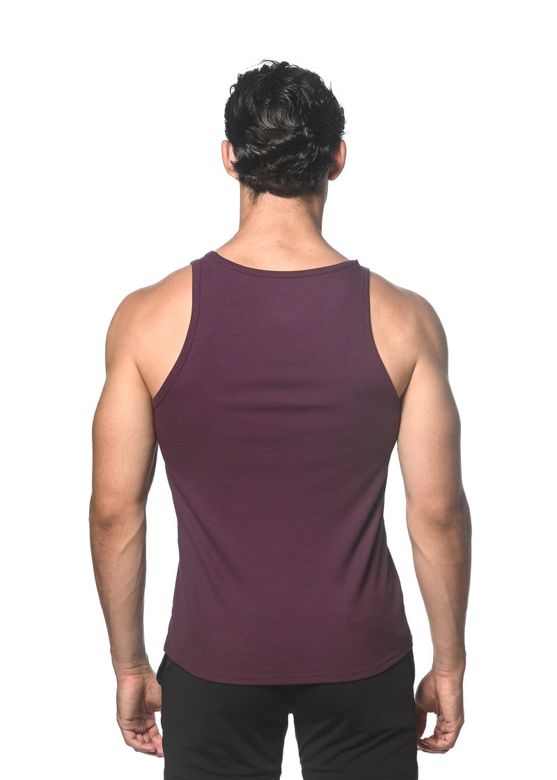 AUBERGINE SOLID RIB COTTON/TENCEL TANK TOP STA-16004-01