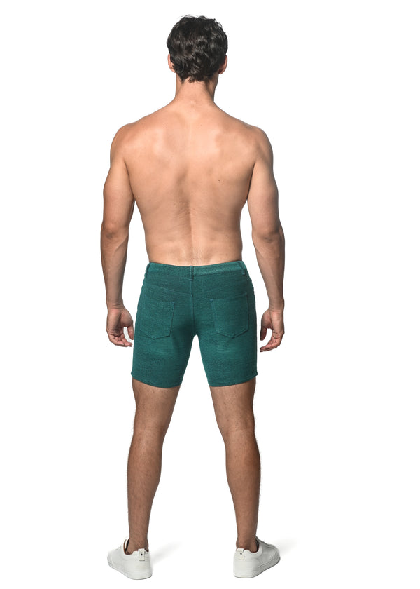 CABANA TEAL 5" WASHED LOOPBACK STRETCH KNIT SHORTS ST-1932-45