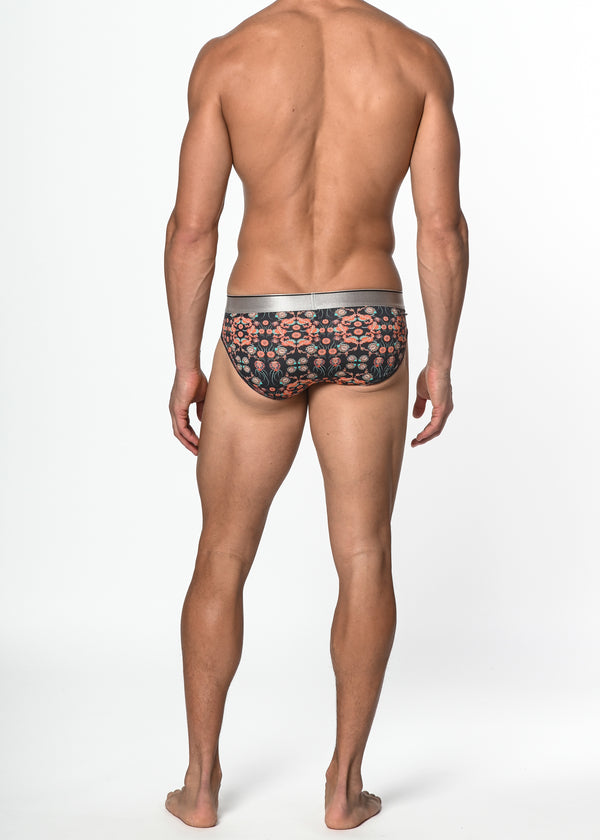 NAVY/CORAL PAISLEY COTTON/ELASTANE LOW RISE BRIEF ST-21007