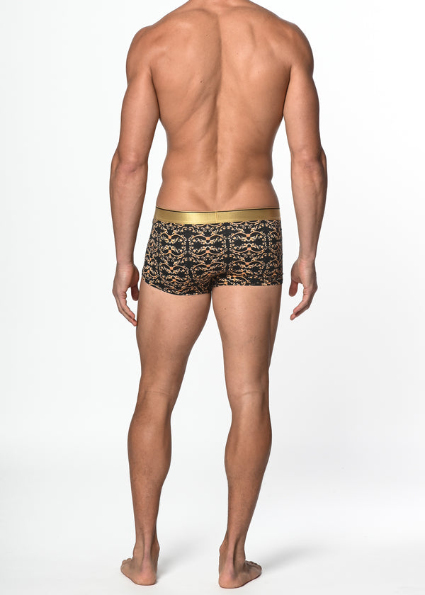 BLACK/GOLD FILIGREE COTTON/ELASTANE TRUNK ST-21504