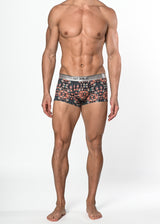 NAVY/CORAL PAISLEY COTTON/ELASTANE TRUNK ST-21507