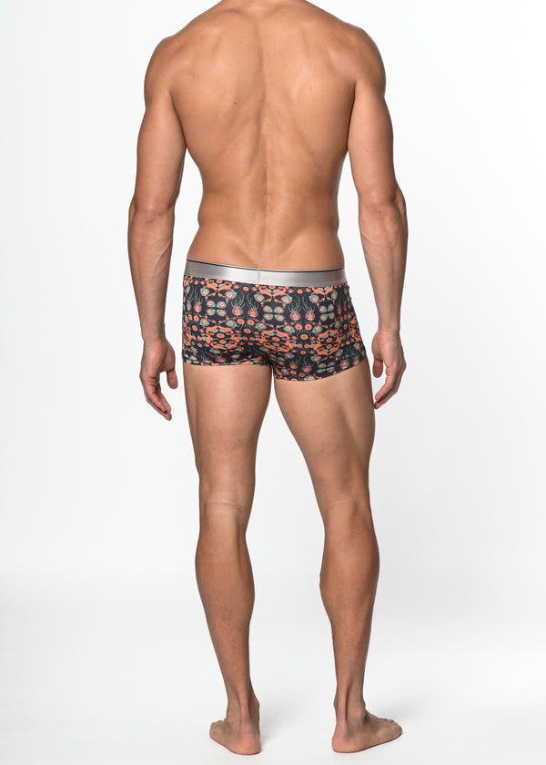 NAVY/CORAL PAISLEY COTTON/ELASTANE TRUNK ST-21507