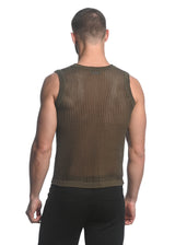 ARMY SHEER VERTICAL STRIPE TEXTURED KNITTED VEST ST-24031