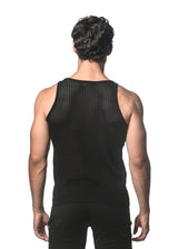 BLACK TEXTURED OPEN MESH KNITTED TANK WITH METAL CLIPS ST-24033