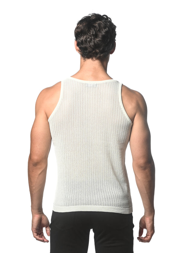 MILKY TEXTURED OPEN MESH KNITTED TANK WITH METAL CLIPS ST-24033