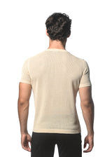 SAND CREW NECK SHORT SLEEVE KNITTED TEE ST-24036