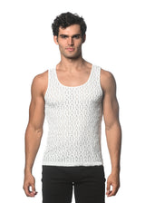 WHITE DASH DOT STRETCH KNIT TANK ST-24207