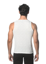 WHITE DASH DOT STRETCH KNIT TANK ST-24207