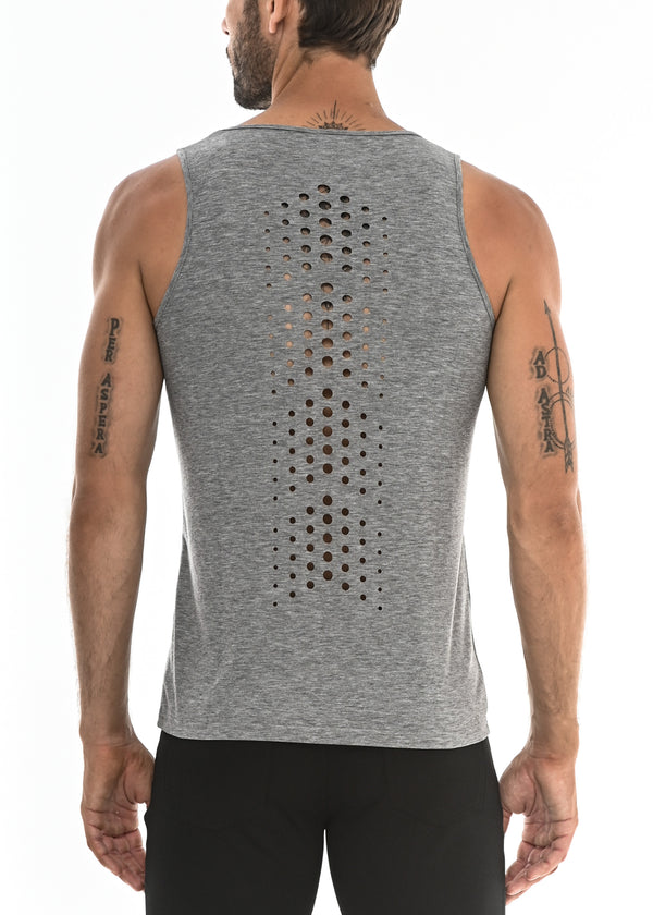 GREY CHEVRON LASER CUT TANK TOP ST-254