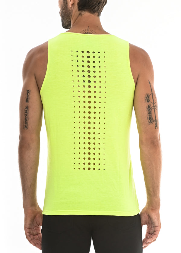 NEON YELLOW SPINE LASER CUT TANK TOP ST-255