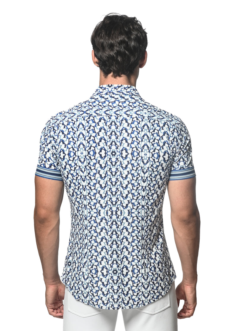 BLUE/WHITE WINGS PRINTED SHORT SLEEVE PERFORMANCE SHIRT ST-26013