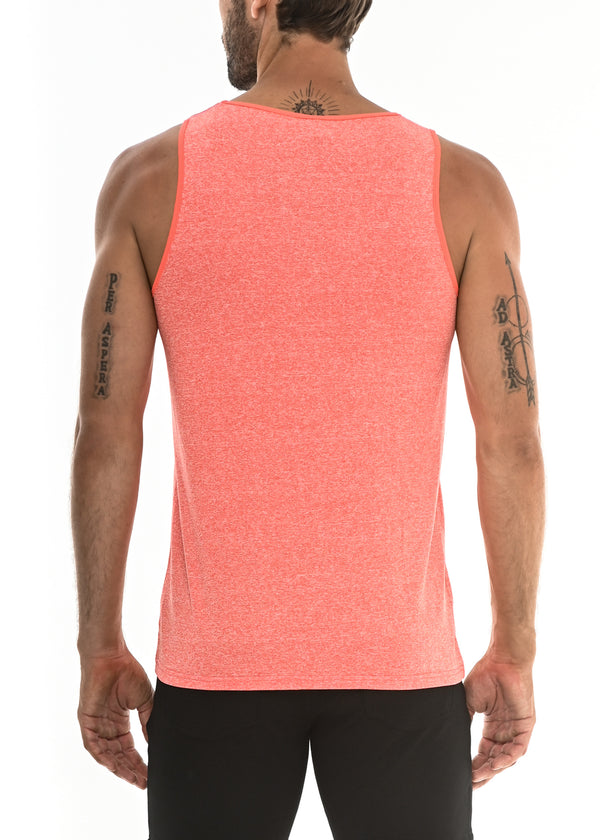 BRIGHT ORANGE SPACE DYE MESH PERFORMANCE TANK TOP ST-261