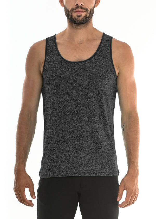 CHARCOAL SPACE DYE MESH PERFORMANCE TANK TOP ST-261