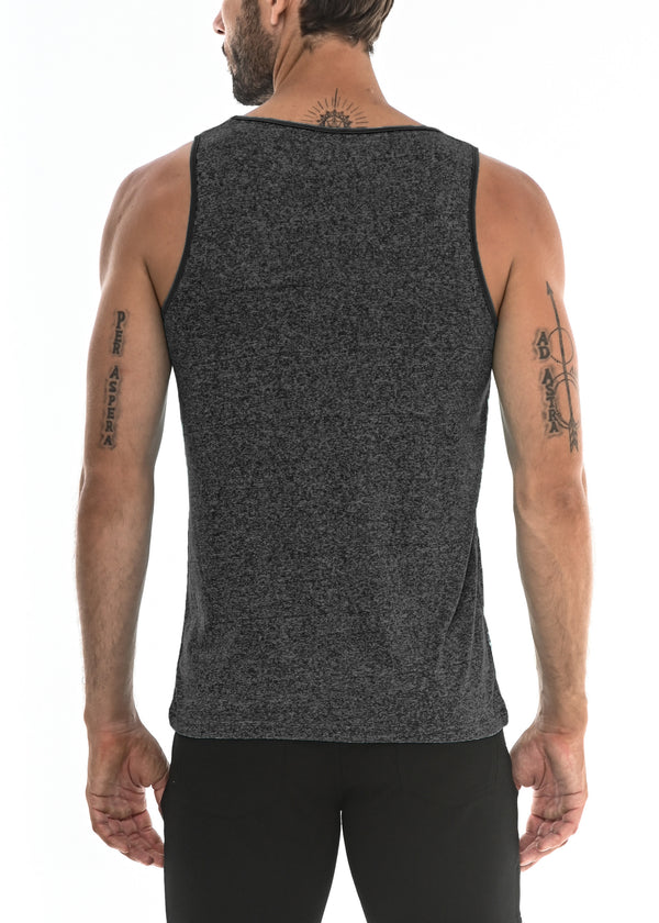 CHARCOAL SPACE DYE MESH PERFORMANCE TANK TOP ST-261