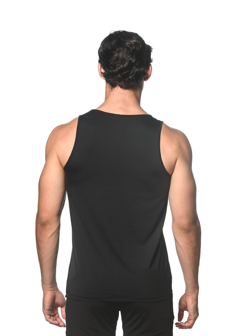 BLACK TEXTURED MESH PERFORMANCE TANK TOP ST-283