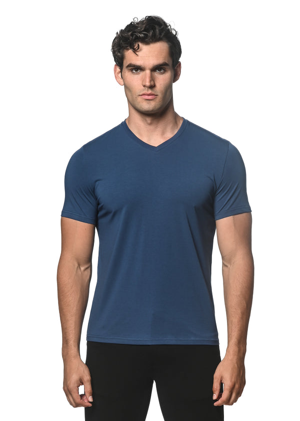 BLUE MARINE V-NECK SHORT SLEEVE JERSEY T-SHIRT ST-75