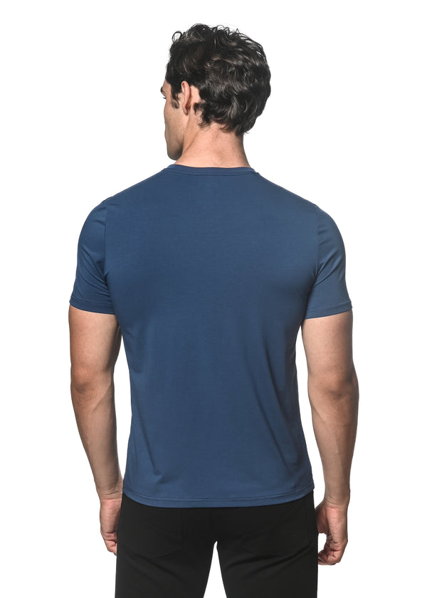 BLUE MARINE V-NECK SHORT SLEEVE JERSEY T-SHIRT ST-75