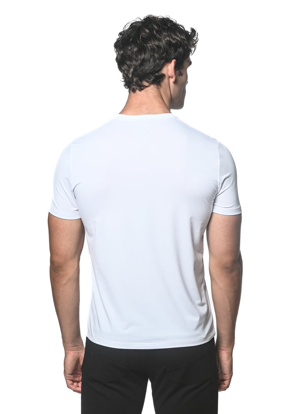 WHITE V-NECK SHORT SLEEVE JERSEY T-SHIRT ST-75