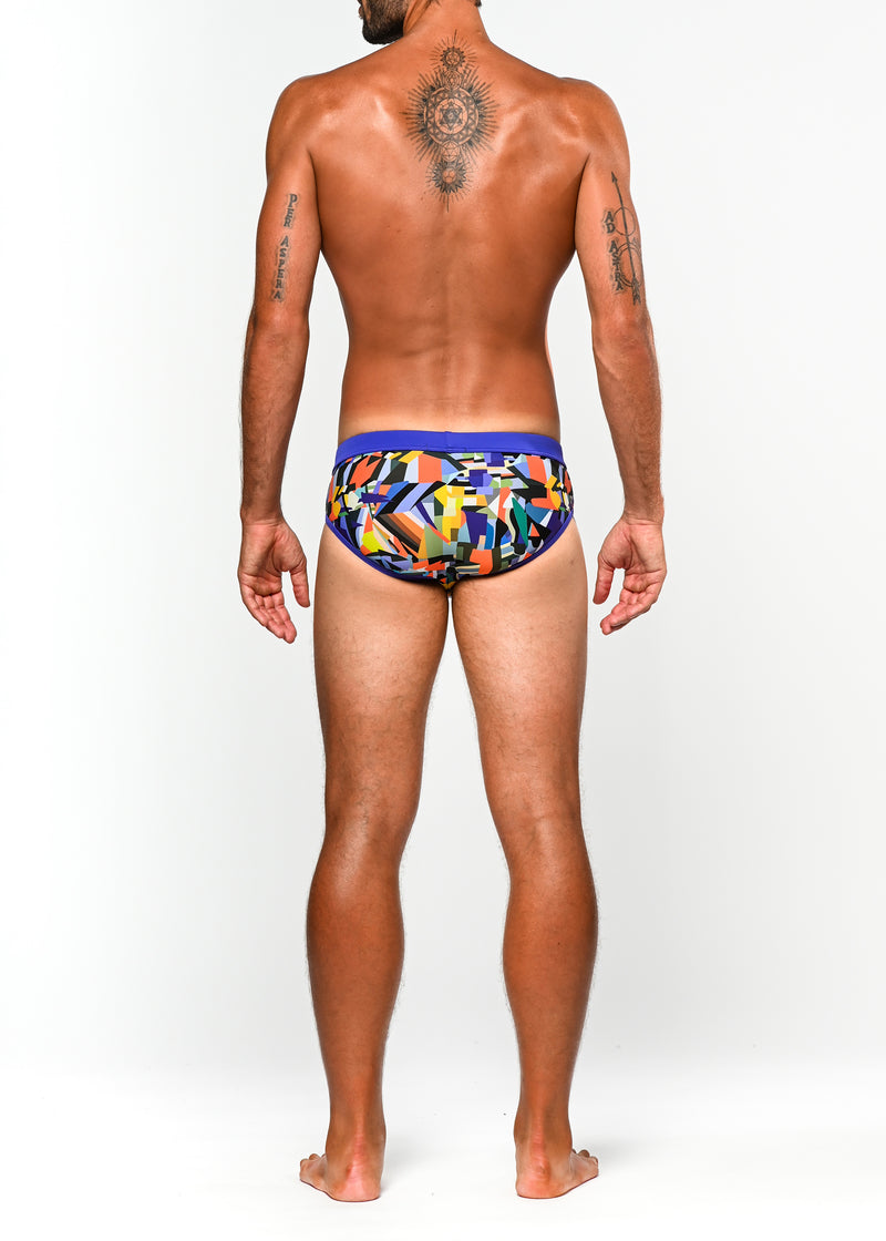 BLUE/SUNSET PRISM FREESTYLE SWIM BRIEF W/ REMOVABLE CUP ST-8000-75