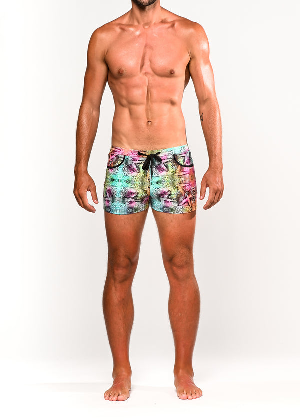 TEAL/APRICOT BUTTERFLIES JUNGLE COAST SWIM SHORT ST-8007-35