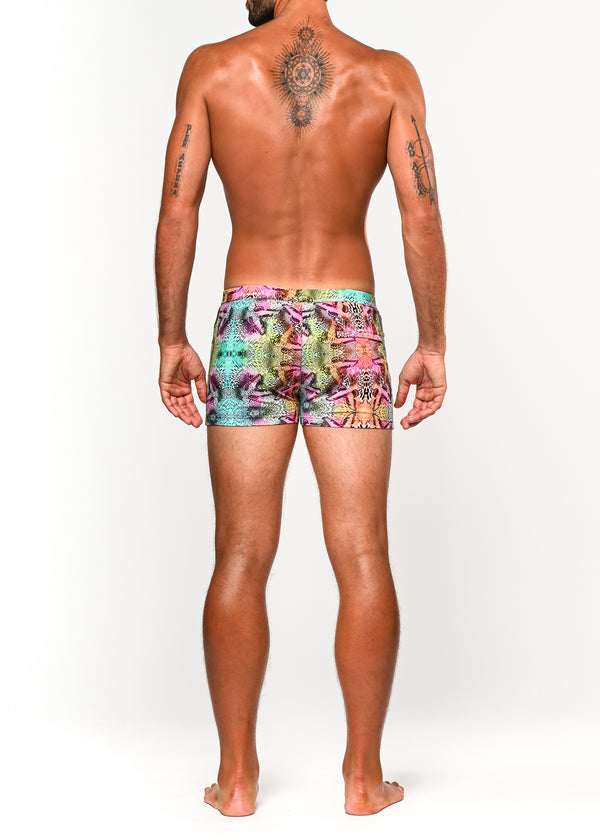 TEAL/APRICOT BUTTERFLIES JUNGLE COAST SWIM SHORT ST-8007-35