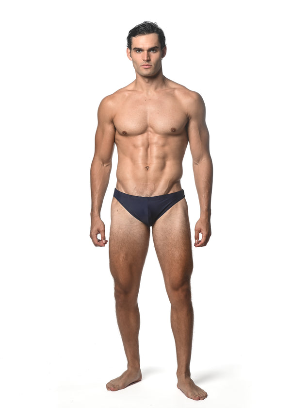 NAVY SOLID SWIM BRIEF W/ SIDE BUCKLE ST-8018